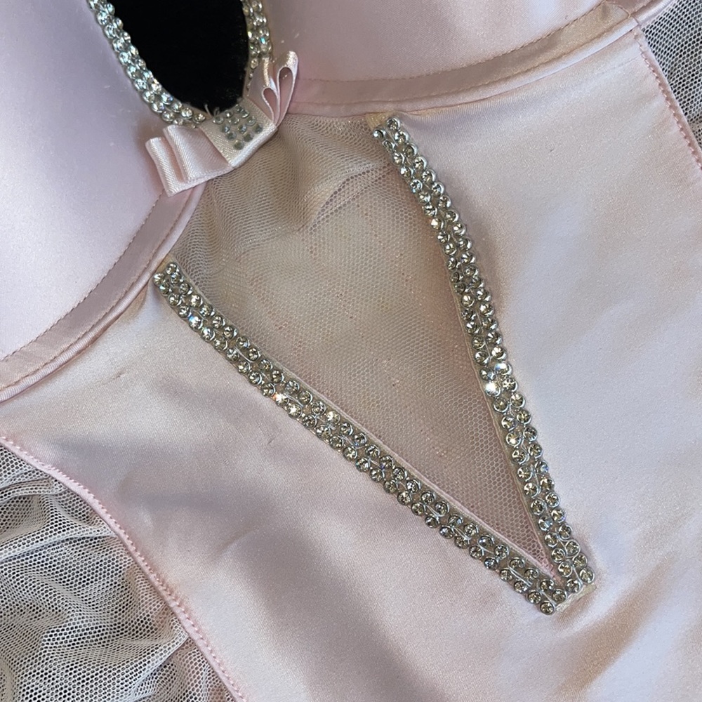 36C 36D  Vs Victoria’s Secret rhinestones/Crystals Pink Satin Corset garter Slip - Picture 6 of 14